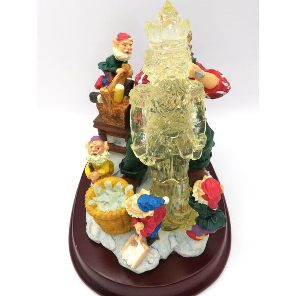 Light Up Santa Ice Carving Workshop Figurine Elves Christmas Decoration 7.5"T - Picture 4 of 12